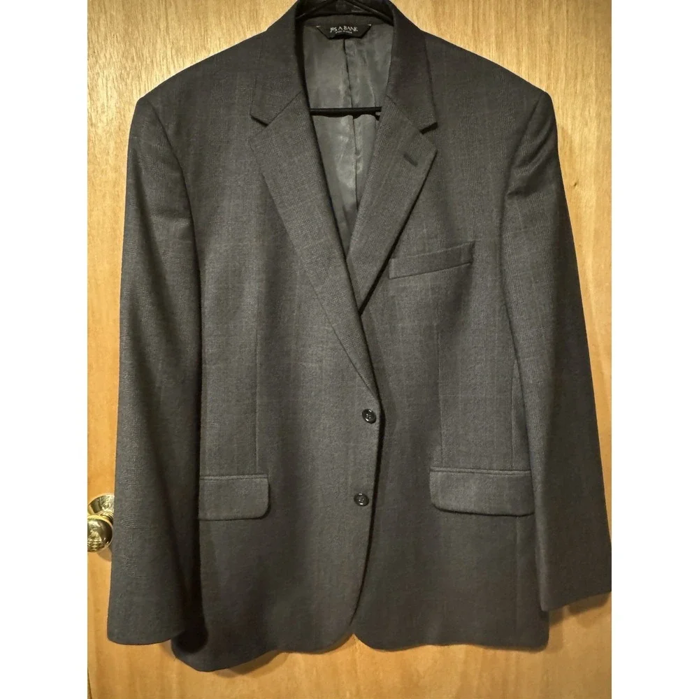 JOS. A. BANK Glen Plaid Wool Cashmere 2 Pc Suit Men's Size 46R, 40X32 With Room